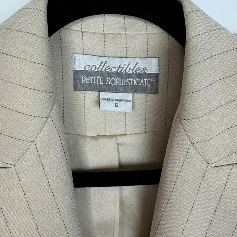 Vintage Beige Petite Sophisticate Collectibles Women's Size 6‎ Blazer Pinstripe